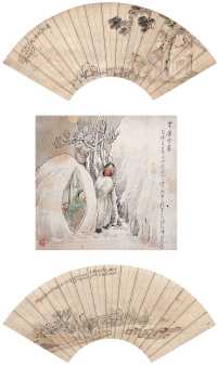 钱慧安 钱颂椒 戊戌（1898年）、壬辰（1902年）作 人物（三挖） 片轴